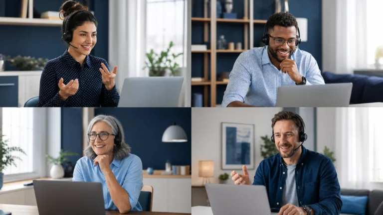 Distributed remote team collaborating from home offices