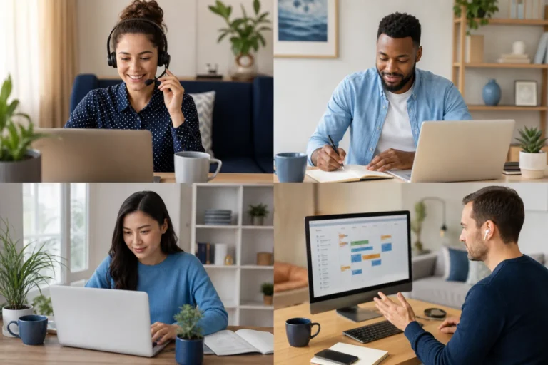 Beginner remote office professionals working in customer support, scheduling and project coordination roles