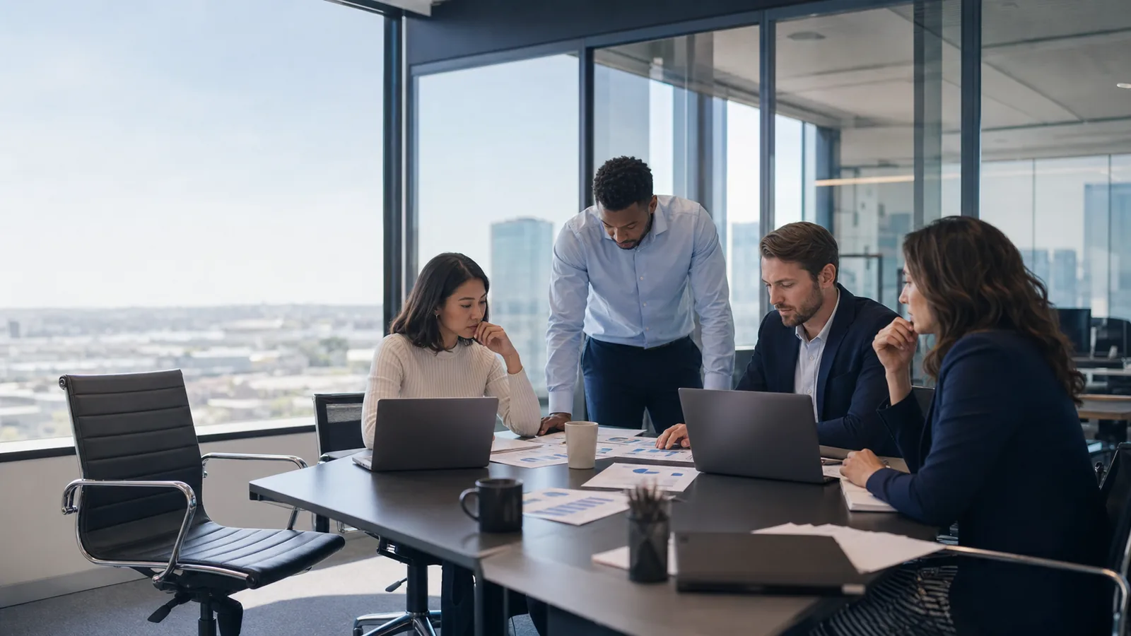 Recruiters and workforce analysts reviewing the U.S. hiring outlook in a modern office