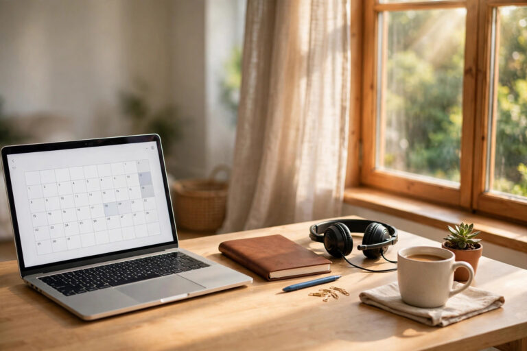 Remote administrative assistant working from a home office